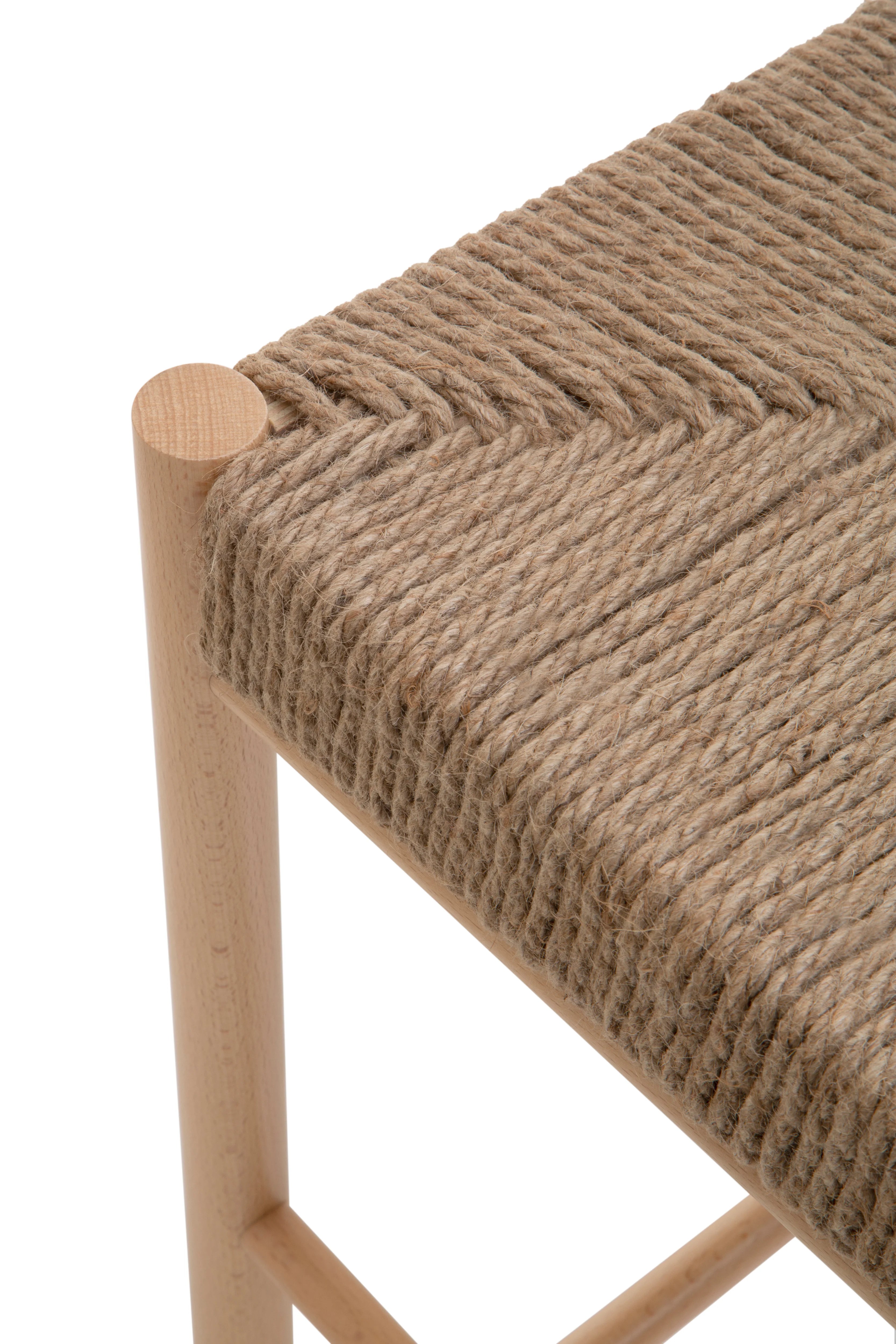 Cleets Natural Wood & Woven Rope Bench | Small